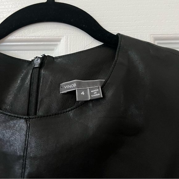 Vince Women’s 100% Lambskin Leather sleeveless Crewneck dress - Picture 8 of 9